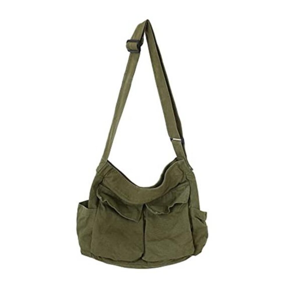 Canvas Messenger Bag Large Crossbody Hobo Shoulder Tote Bag for Women Men